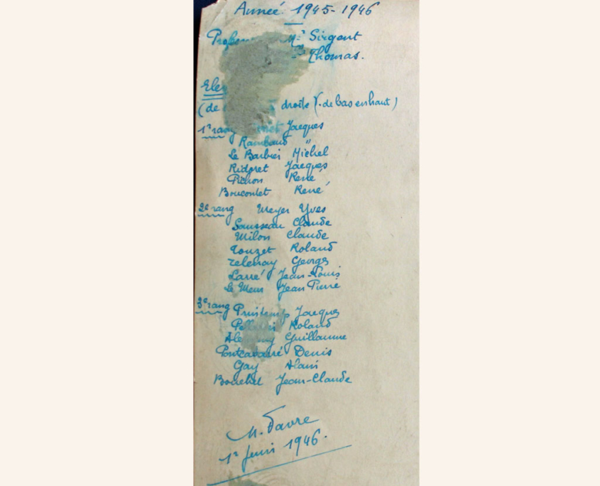 Fromentin - Année 1945-46 : classe de 6e nouvelle (noms au verso de la photo) [Archives départementales 17]