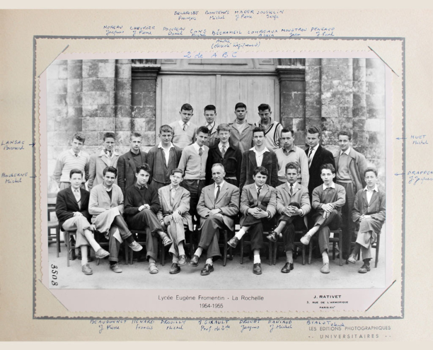 Fromentin - Année 1954-55 : classe de seconde ABC (noms autour de la photo) [Archives départementales 17]