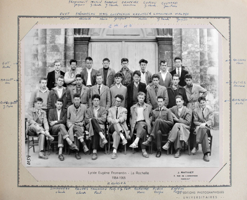 Fromentin - Année 1954-55 : classe de seconde moderne 2 (noms autour de la photo) [Archives départementales 17]