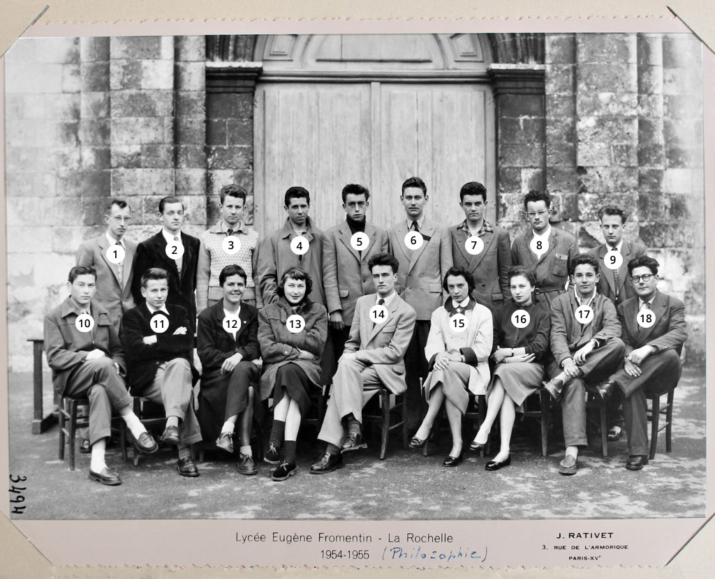 Fromentin - Année 1954-55 : classe de philosophie (avec numéros) [Archives départementales 17]