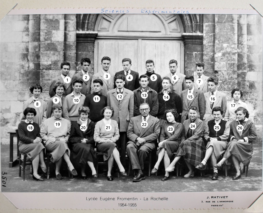 Fromentin - Année 1954-55 : classe de sciences expérimentales (avec numéros) [Archives départementales 17]