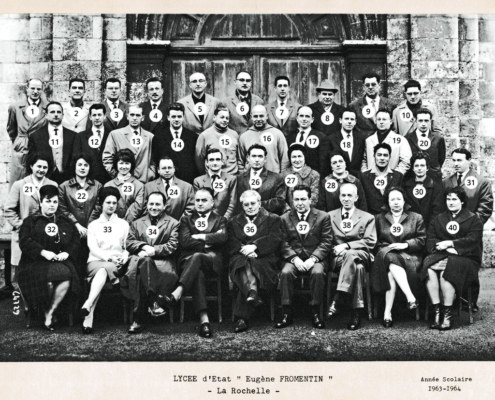 Fromentin - Année 1963-64 : Professeurs (avec numéros) [Source : Association des anciens du lycée-collège Fromentin]