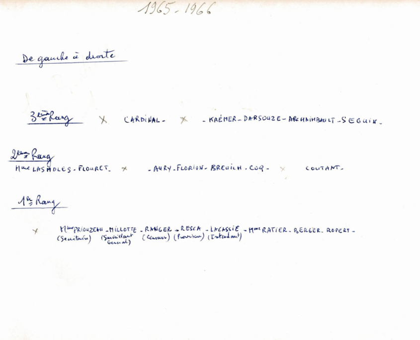 Fromentin - Année 1965-66 : Professeurs (noms) [Source : AAEF]