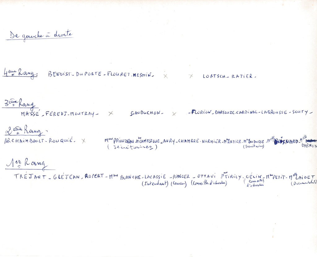 Fromentin - Année 1967-68 : Professeurs (noms) [Source : Association des anciens élèves de Fromentin]