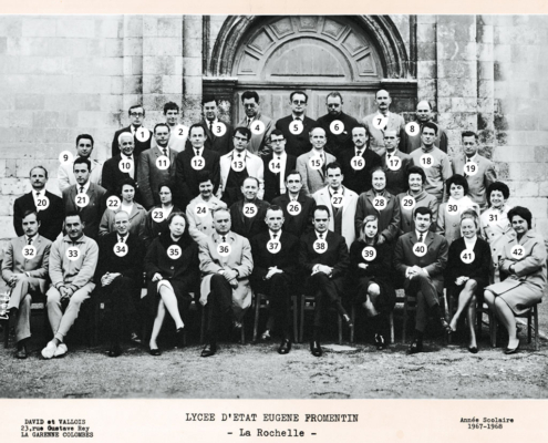 Fromentin - Année 1967-68 : Professeurs (avec numéros) [Source : Association des anciens élèves de Fromentin]